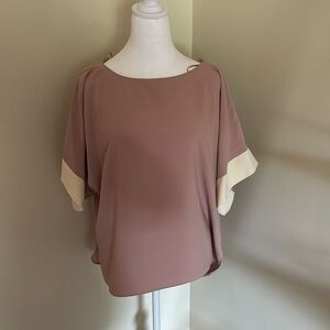Cream and plush pink blouse